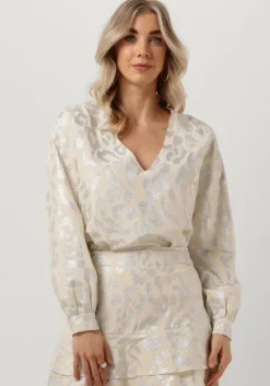 beige alix the label blouses ladies woven lurex animal blouse