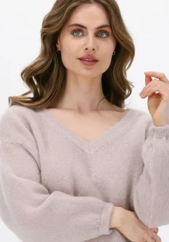 beige american dreams trui silja v neck knit