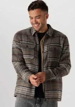 beige anerkjendt casual overhemd akhanky multi col. overshirt