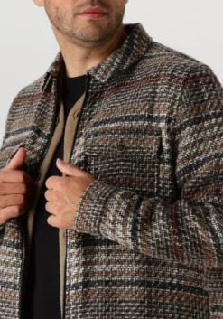 beige anerkjendt casual overhemd akhanky multi col. overshirt