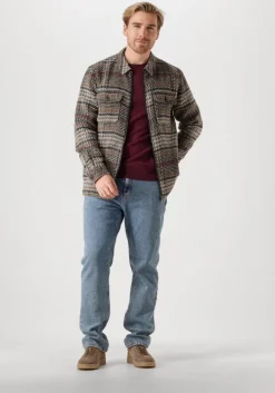 beige anerkjendt casual overhemd akhanky multi col. overshirt