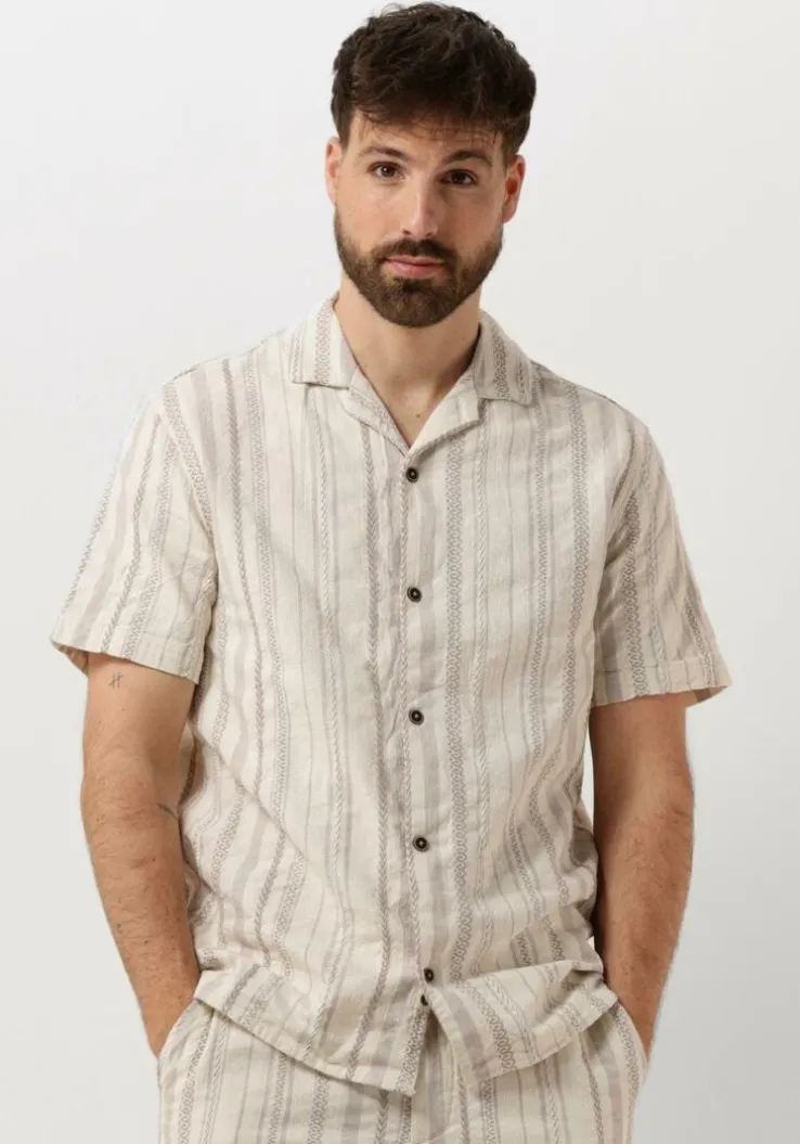 beige anerkjendt casual overhemd akleon s/s structure shirt
