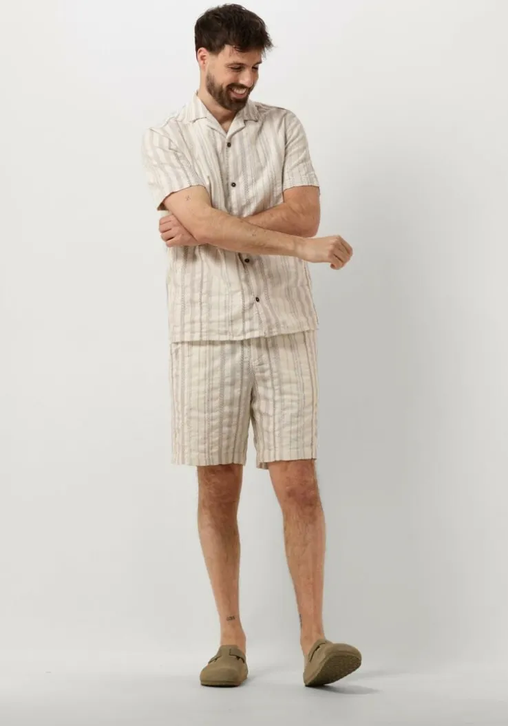 beige anerkjendt casual overhemd akleon s/s structure shirt