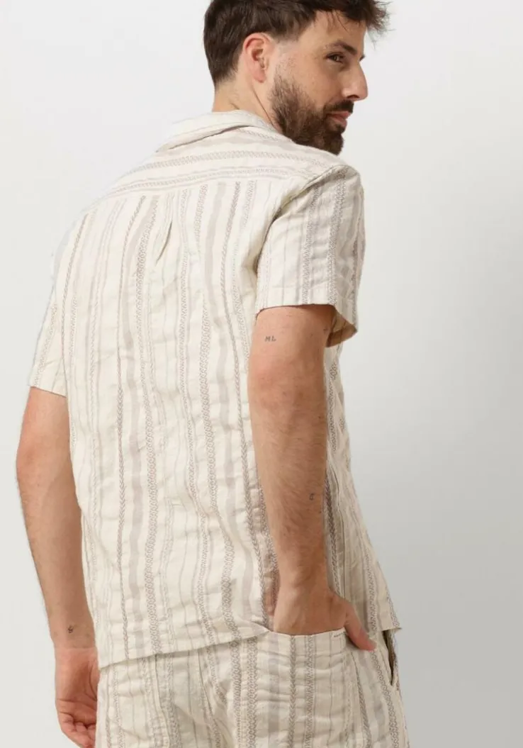 beige anerkjendt casual overhemd akleon s/s structure shirt
