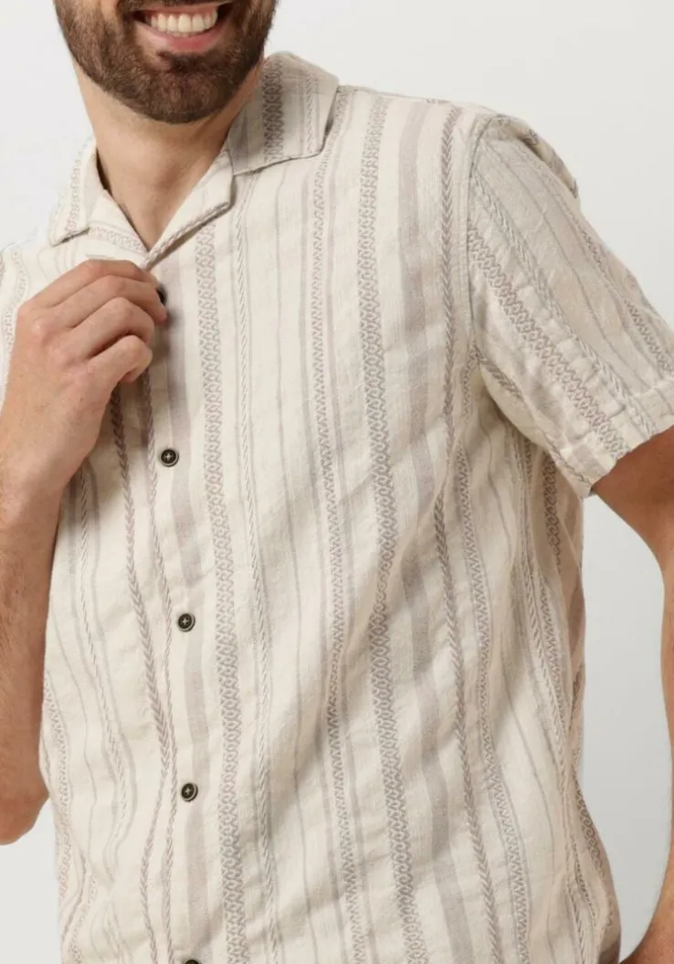 beige anerkjendt casual overhemd akleon s/s structure shirt