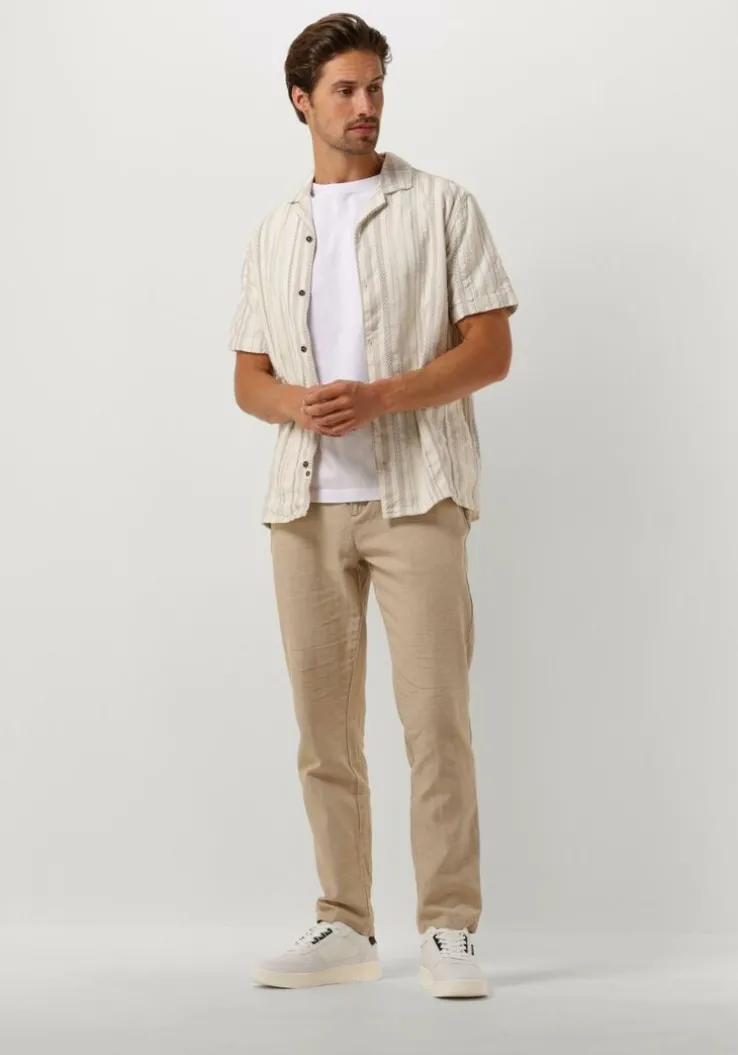 beige anerkjendt casual overhemd akleon s/s structure shirt