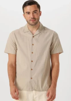 beige anerkjendt overhemden akleo sss cot/linen shirt