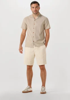 beige anerkjendt overhemden akleo sss cot/linen shirt