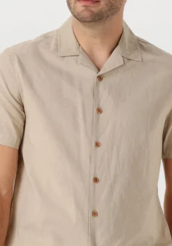 beige anerkjendt overhemden akleo sss cot/linen shirt