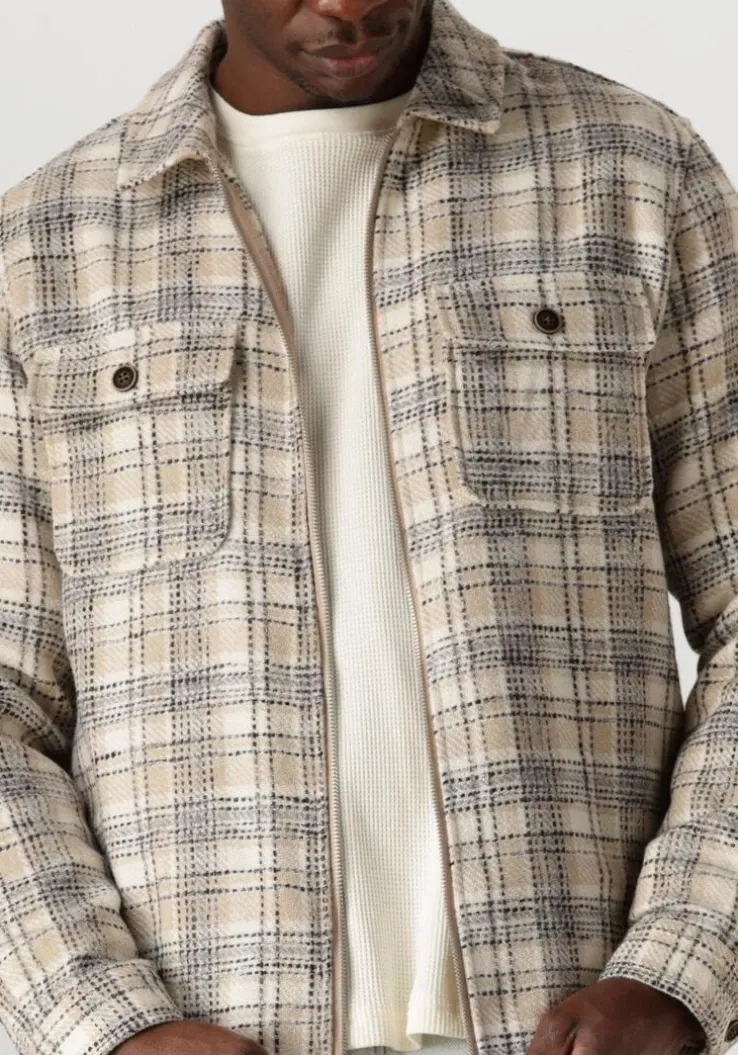 beige anerkjendt overhemden akhanky check twill overshirt