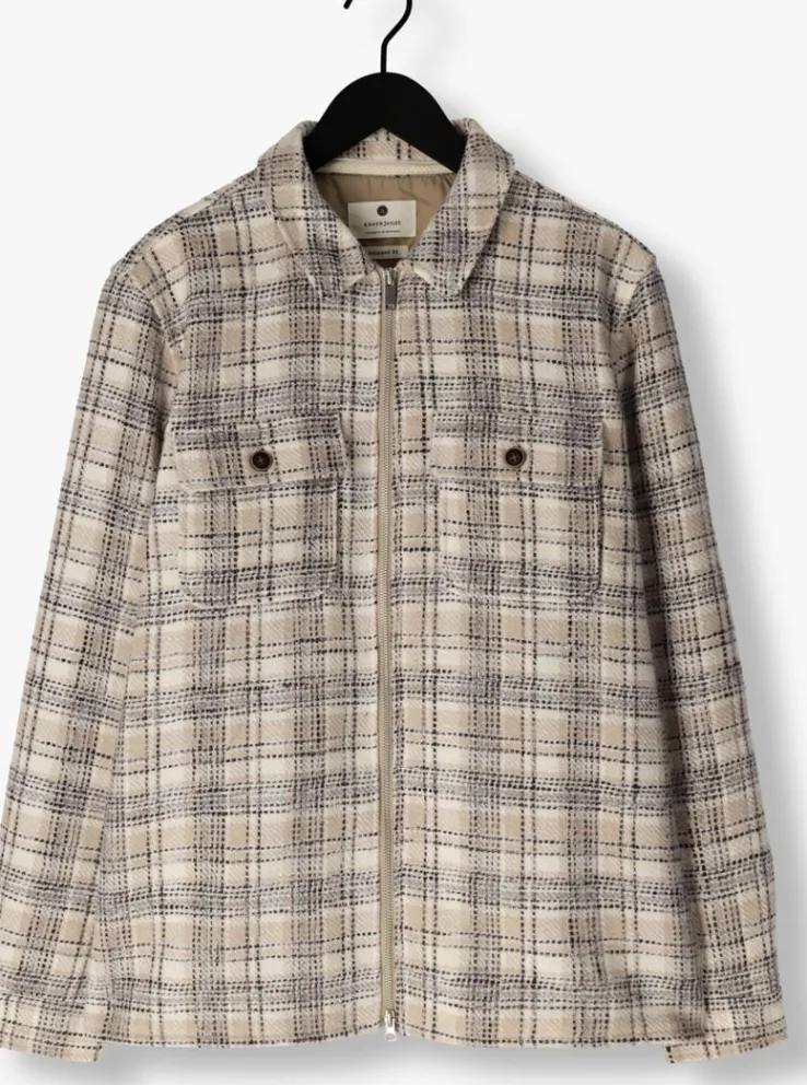 beige anerkjendt overhemden akhanky check twill overshirt