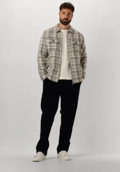 beige anerkjendt overhemden akhanky check twill overshirt