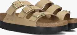 beige birkenstock slippers florida iii pap flex platform
