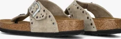 beige birkenstock teenslippers gizeh rivet border
