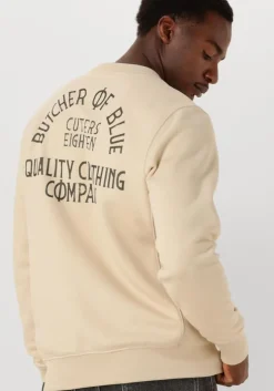 beige butcher of blue sweater army frat crew