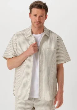 beige calvin klein casual overhemd cotton poplin s/s shirt