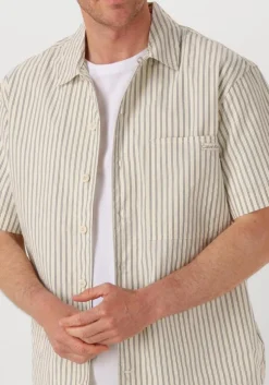 beige calvin klein casual overhemd cotton poplin s/s shirt