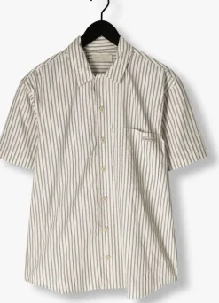 beige calvin klein casual overhemd cotton poplin s/s shirt