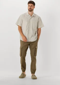 beige calvin klein casual overhemd cotton poplin s/s shirt