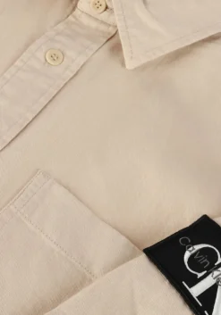 beige calvin klein casual overhemd linen ss shirt