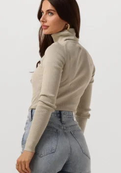 beige calvin klein coltrui woven label roll neck sweater