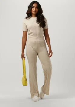 beige calvin klein flared broek elongated rib pants