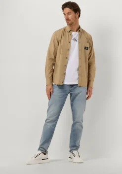 beige calvin klein overshirt regular shirt