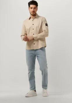 beige calvin klein overshirt monologo badge relaxed shirt
