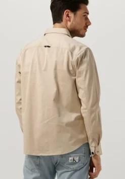 beige calvin klein overshirt monologo badge relaxed shirt