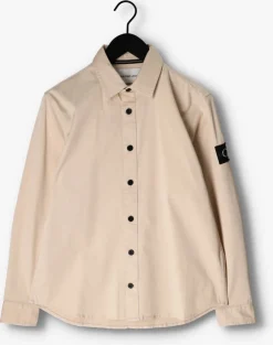 beige calvin klein overshirt monologo badge relaxed shirt