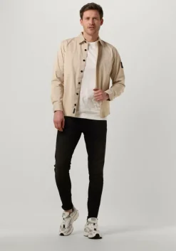 beige calvin klein overshirt monologo badge relaxed shirt