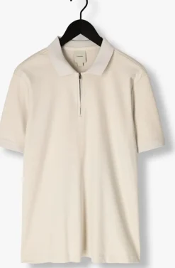 beige calvin klein polo liquid touch welt zip polo