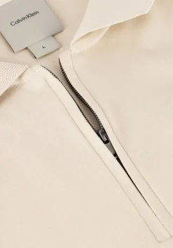 beige calvin klein polo liquid touch welt zip polo