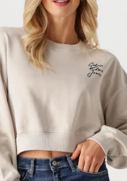 beige calvin klein sweater script institutional crewneck