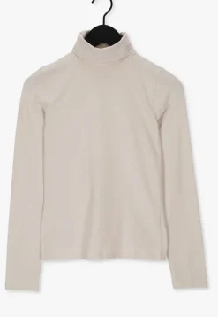 beige calvin klein top stacked logo ls roll neck