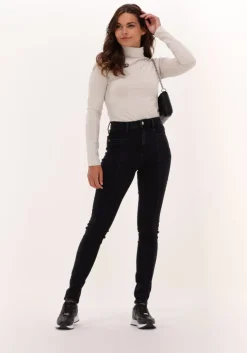 beige calvin klein top stacked logo ls roll neck