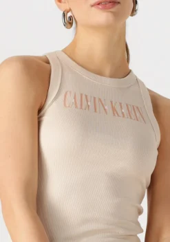 beige calvin klein top varsity calvin klein rib tank