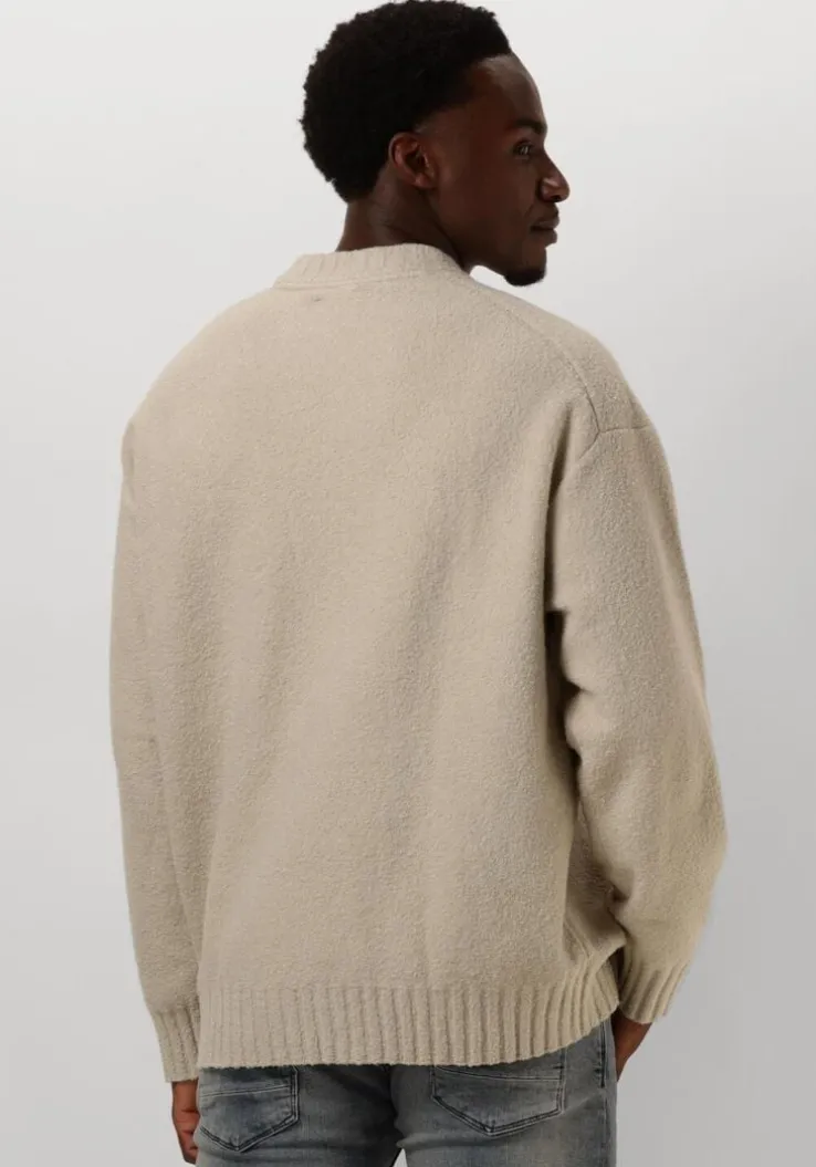 beige calvin klein trui boucle boxy sweater