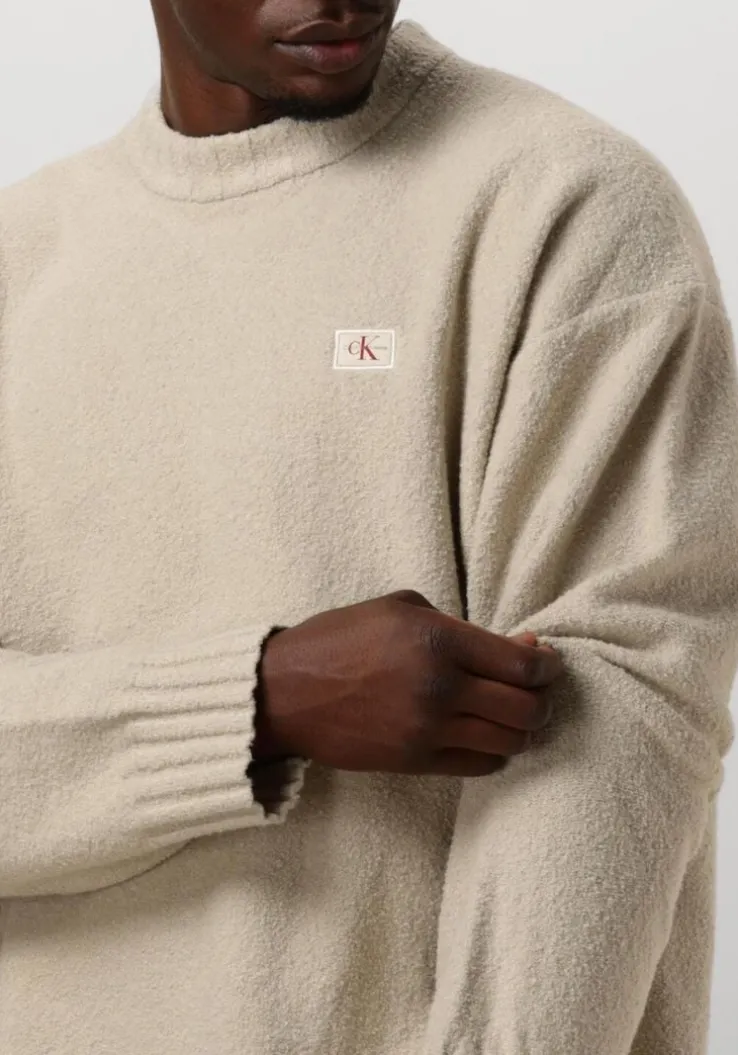 beige calvin klein trui boucle boxy sweater