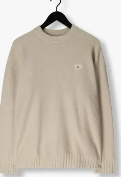 beige calvin klein trui boucle boxy sweater