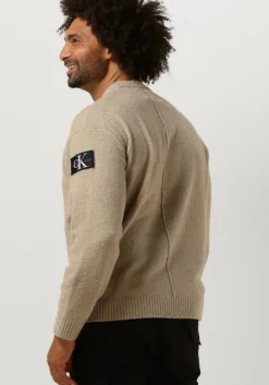 beige calvin klein trui high texture sweater