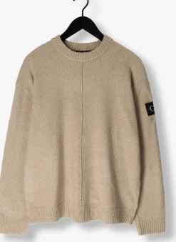 beige calvin klein trui high texture sweater