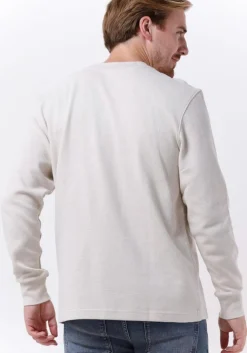 beige calvin klein trui shrunken badge ls waffle tee