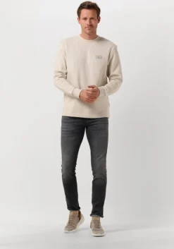 beige calvin klein trui shrunken badge ls waffle tee