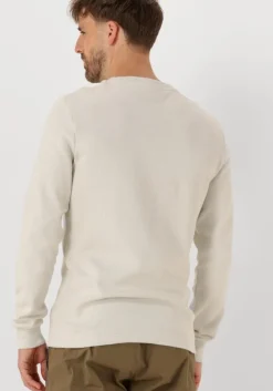 beige calvin klein trui woven label waffle ls tee