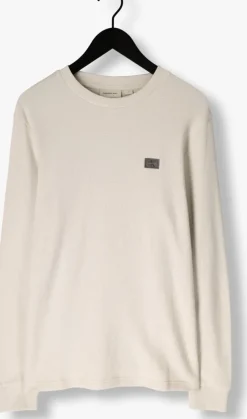 beige calvin klein trui woven label waffle ls tee