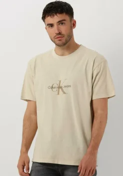 beige calvin klein t-shirt monologo mineral dye tee