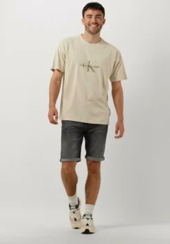 beige calvin klein t-shirt monologo mineral dye tee