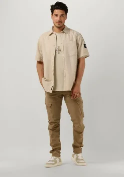 beige calvin klein t-shirt monologo mineral dye tee