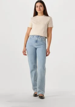 beige calvin klein t-shirt ck applique regular tee